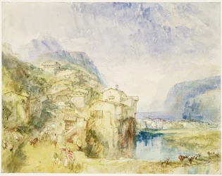 No.0584 Brunnen, con el lago de Lucerna en la distancia, c.1842